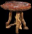 Arizona Rainbow Petrified Wood Table With Wood Base #94516-3